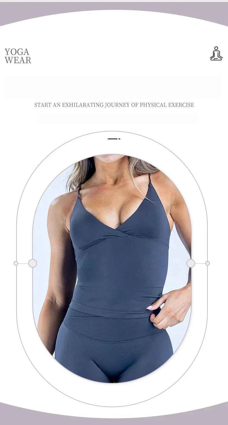 Women Seamless Cross Sports Vest Gym Yoga Tops with Padded  Sexy Backless Workout Fitness Camisole Running Sports Tops Summer