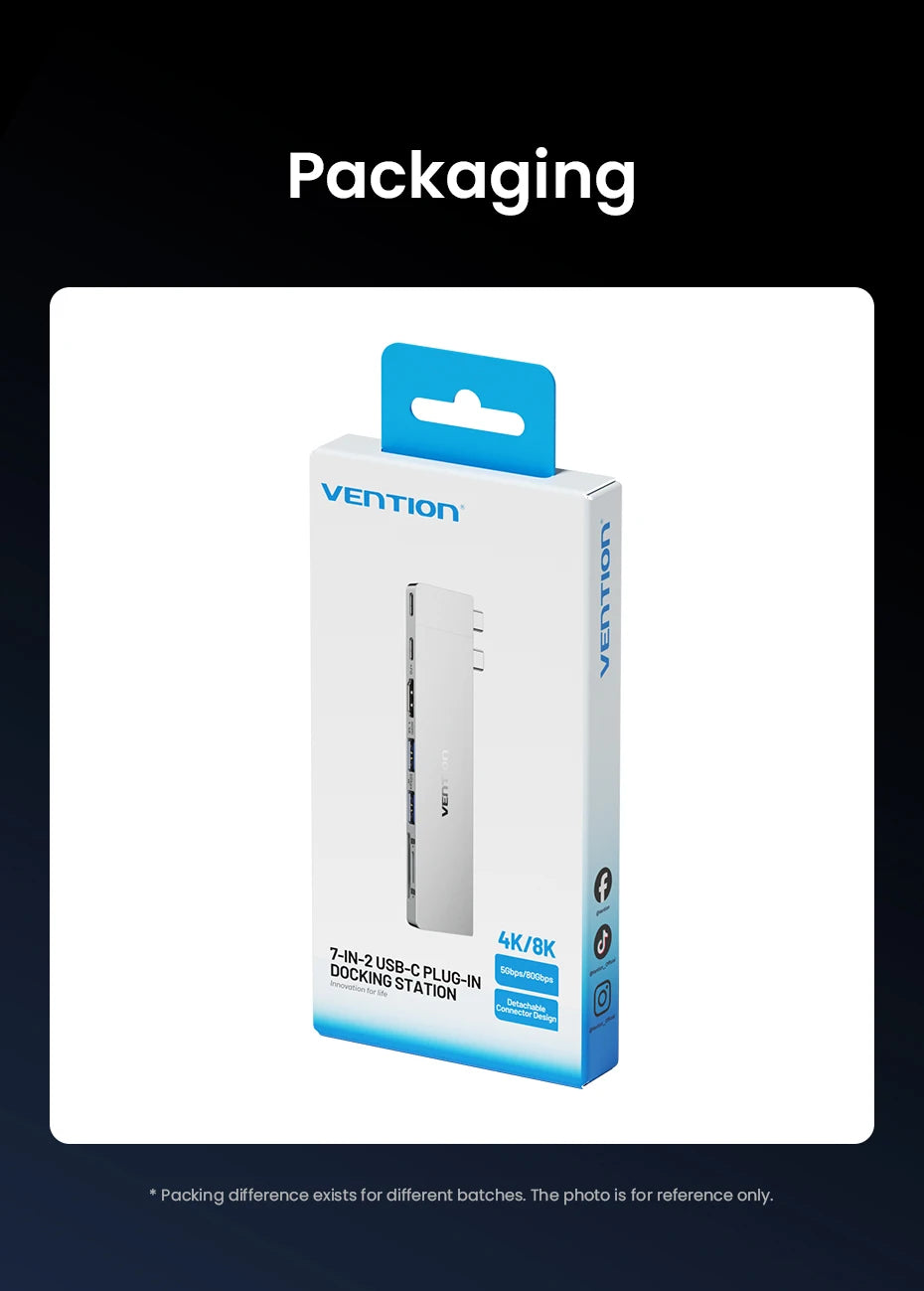 Vention 7 in 2 USB C HUB Thunderbolt 4 80Gbps 8K for MacBook Pro Air USB 3.0 SD TF HDMI 4K60Hz Dock Station Splitter for Windows