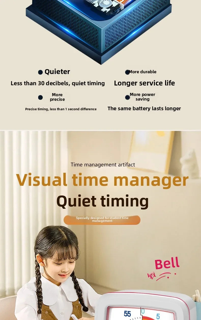 Kids Children Reminder Time Management Tool Visual Timer Night Light Ultra Silent Alarm Clock 60 Minutes Countdown Timer Digital