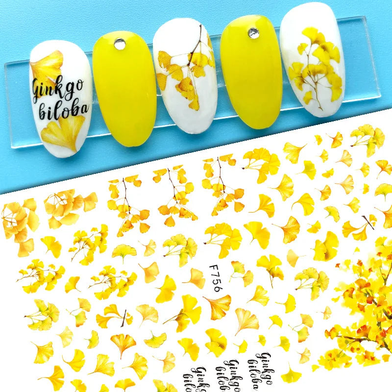 3D Dandelion Peach Blossom Maple Leaf Nail Sticker Nail Art Decoration Color Flower Nail Decal Nail Art Supplies Nail Parts