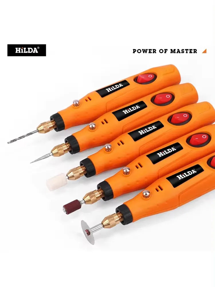 HILDA Electric Mini Drill Grinder Engraving Pen Mini Drill Electric Rotary Tool Grinding Machine Accessories