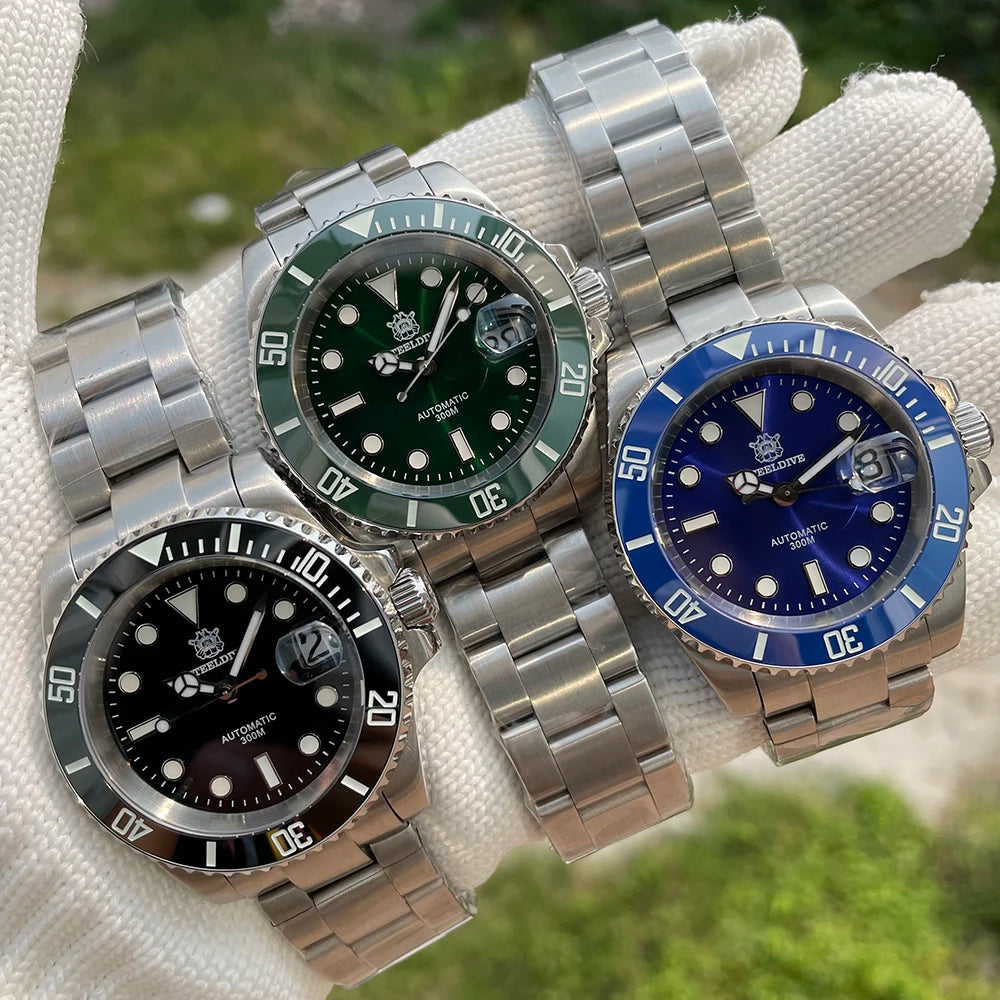 STEELDIVE SD1953 New Arrival Stainless Steel Bi-Color Dial NH35 Automatic Watch 300M Waterproof Sapphire Glass Men Dive Watches