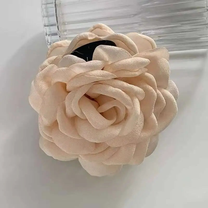 9cm Large Flower Hair Barrettes French Crab Claw For Women Hair Accessories Korean Back Of Head Shark Clip Girls Gifts