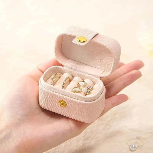 1pc Portable Jewelry Storage Box Travel Organizer Jewelry Case Leather Storage Earrings Necklace Ring Jewelry Organizer Display