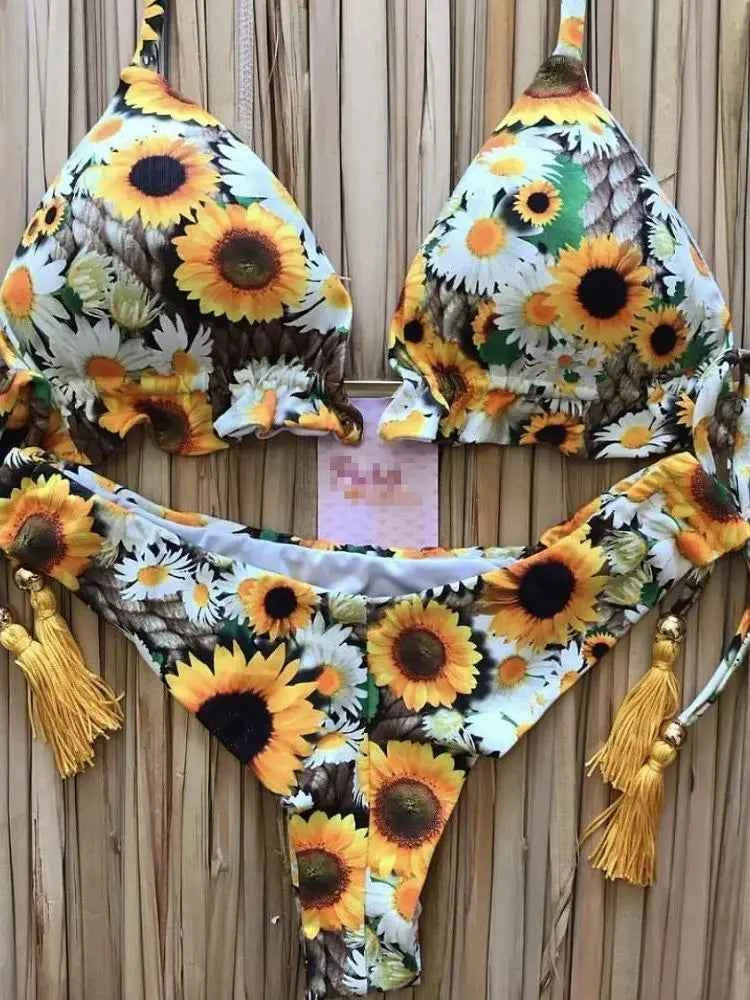 2020 New Bikinis Women Swimsuit Cross Bandage Swimwear Push Up Bikini Set Beach Bathing Suit Brazilian Biquni Print