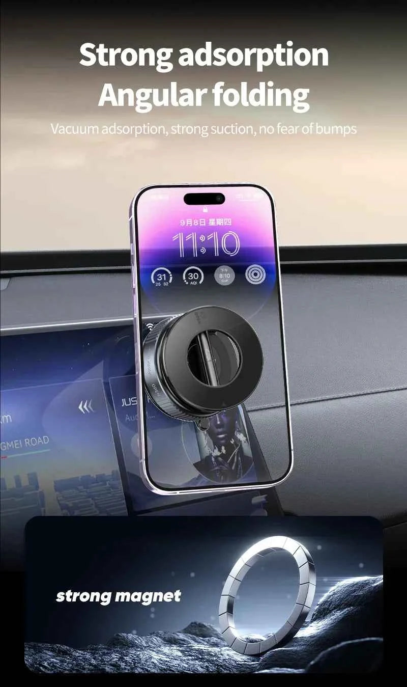 Rotating Folding Magnetic Phone Holder Vacuum Suction Mag Stand for Car Navigation Gym Kitchen - Universal GPS Streaming Bracket