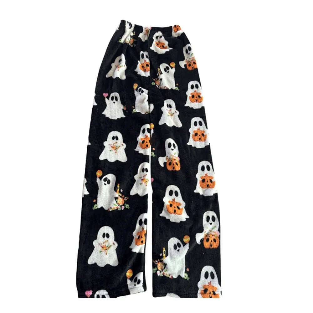 2025 New Anime Plush Sleepwear Pants Cartoon Casual Halloween Sleepwear Warm Home Clothes Couple Sleepwear