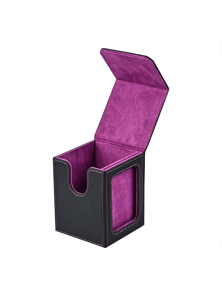 Card Deck Box,Card Storage Box holds 100+ Single Sleeved Cards, PU Leather Magnetic Closure for Magic cards TCG cards