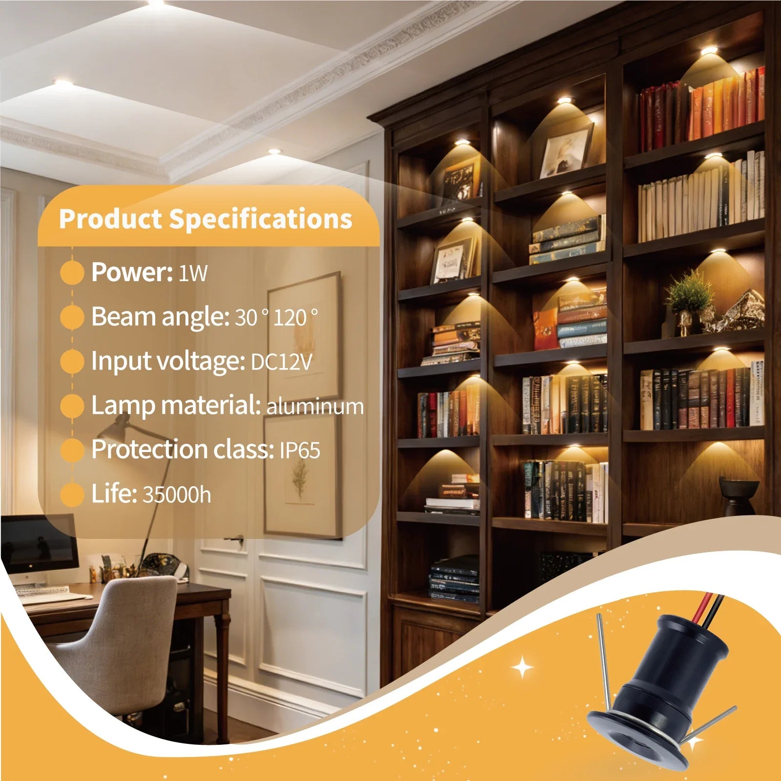 1W Mini Spotlight 12V Downlight Led Spot Dimmable Kitchen Cabinet Spot Lights Recessed Ceiling Light with Remote Control