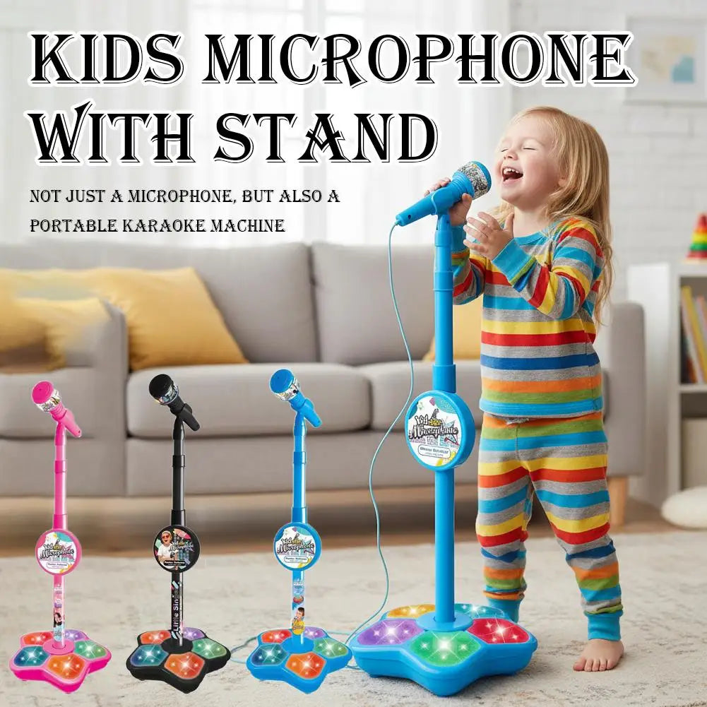 Kids Microphone with Stand Karaoke Song Music Instrument Toys Brain-Training Educational Toy Birthday Gift for Girl Boy