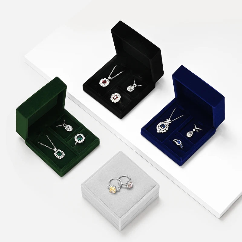 Oirlv Portable Velvet Jewelry Box Ring Box Necklace Pendant Storage Box Jewelry Accessories Wedding Gift Box Jewelry Organizer