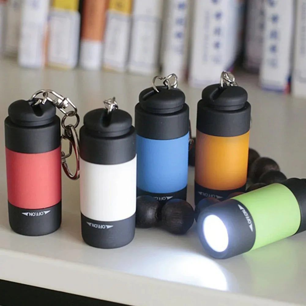 USB Rechargeable LED Pocket Keychain Flashlight Multifunctional Strong Light Waterproof for Outdoor Hiking Camping Mini