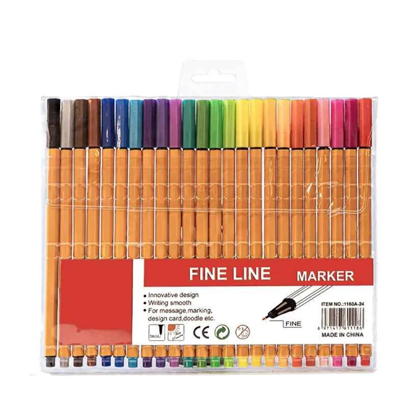6-24Pcs Colorful Fine Liner Marker Drawing Painting Sketch Manga Micron Fineliner Pen School Office Stationery Art Supplies