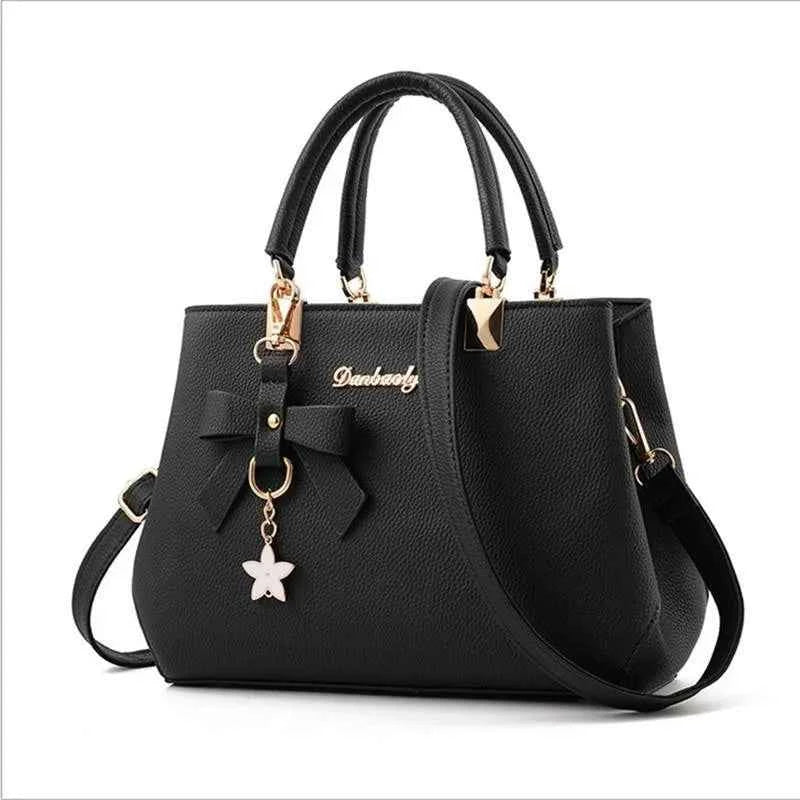 Yogodlns Elegant Women Messenger Bags with flower pendant Office Ladies Totes Pure Leather Handbag for female Crossbody Shoulder