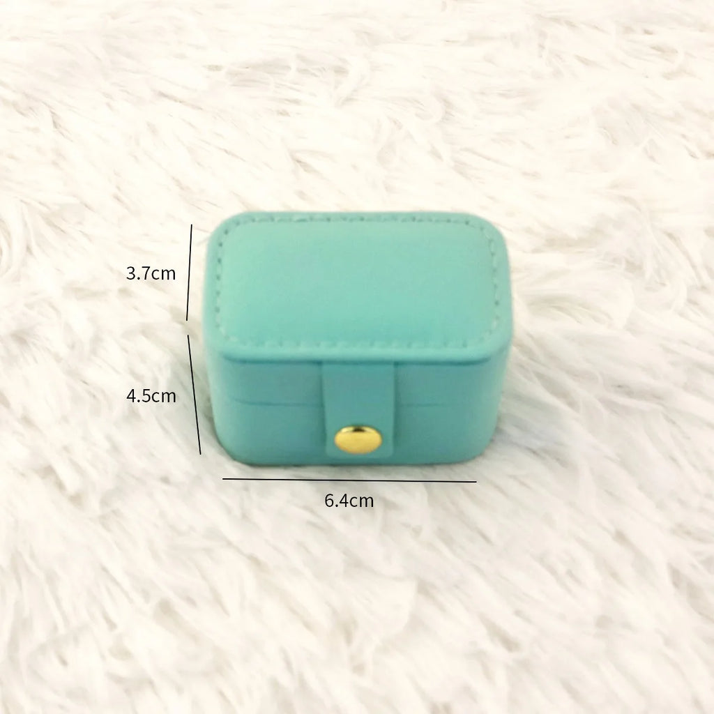 Mini Ring Box Portable Small Jewelry Organizer Display Travel Simple Mini Gift Case Boxes Leather Earring Necklace Holder