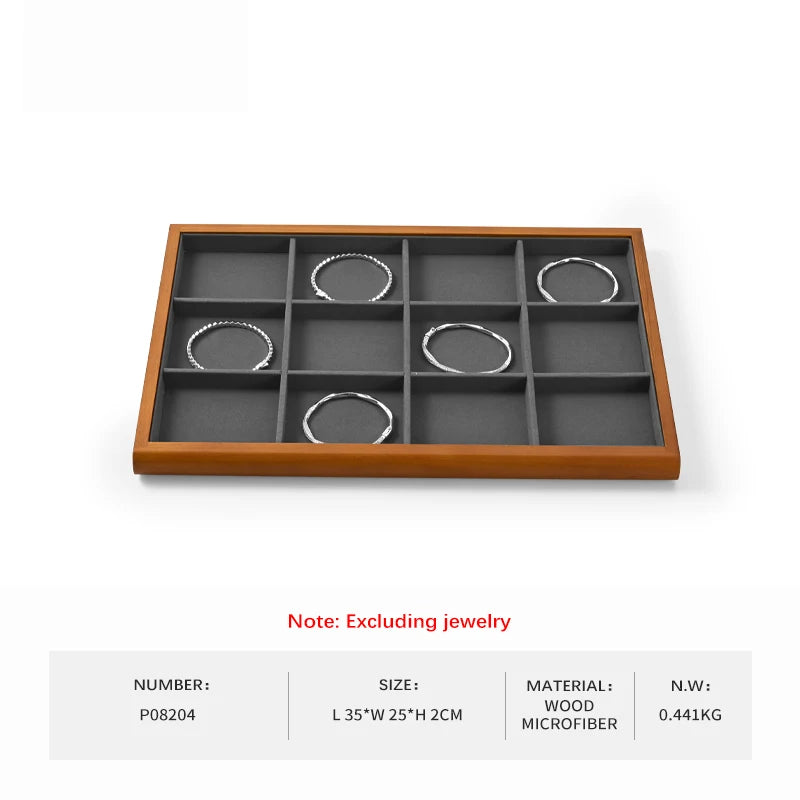 Oirlv Gray Wooden Jewelry Tray  Jewelry Display Viewing Plate Ring Pendant Bracelet Storage Plate Display Tray Jewelry Organizer