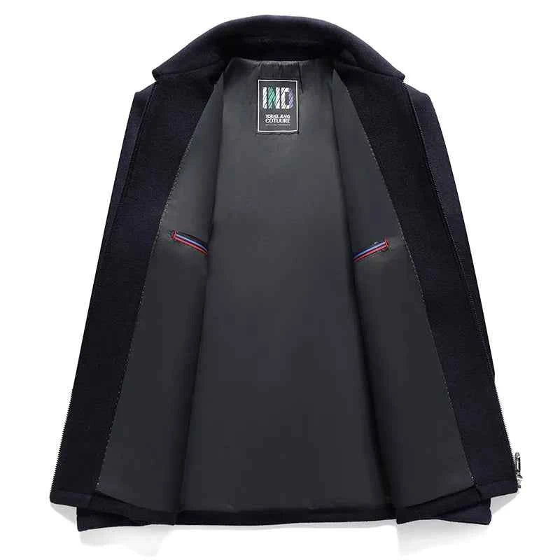 High-end men's fashionable, cool, versatile, trendy and casual woolen executive jacket, dad's suit lapel coat