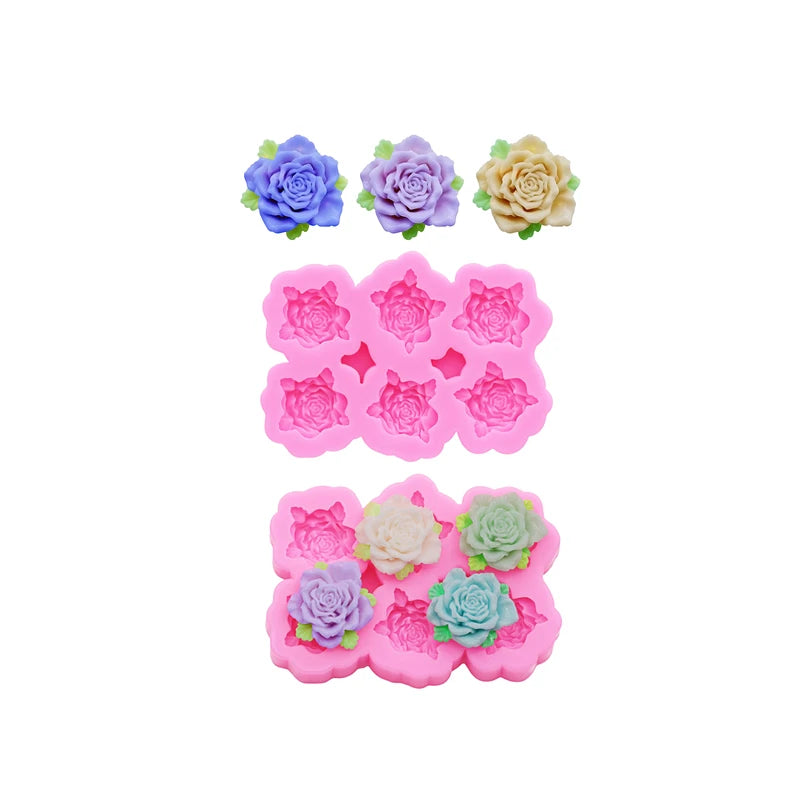 Peony Flower DIY Resin Phone Case Clay Mold 3D Peony Flower Resin Accessories Silicone Molds Flower Chocolate Fudge Cake Mold