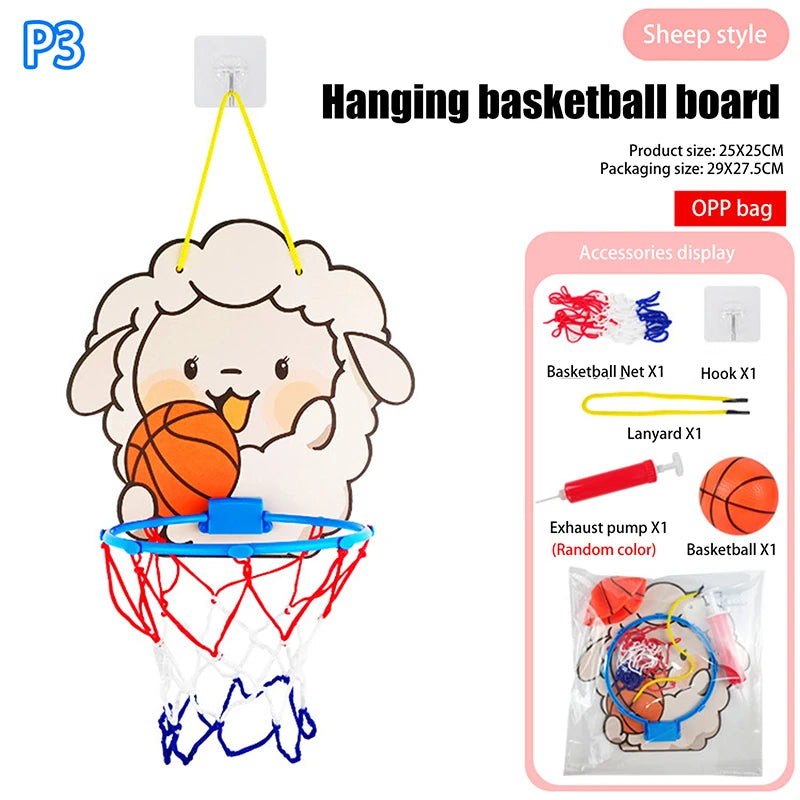 Kids Adjustable Basketball Stands Cartoon Animals Shape Shooting Basket Indoor Outdoor Sport Board Game Children Toys