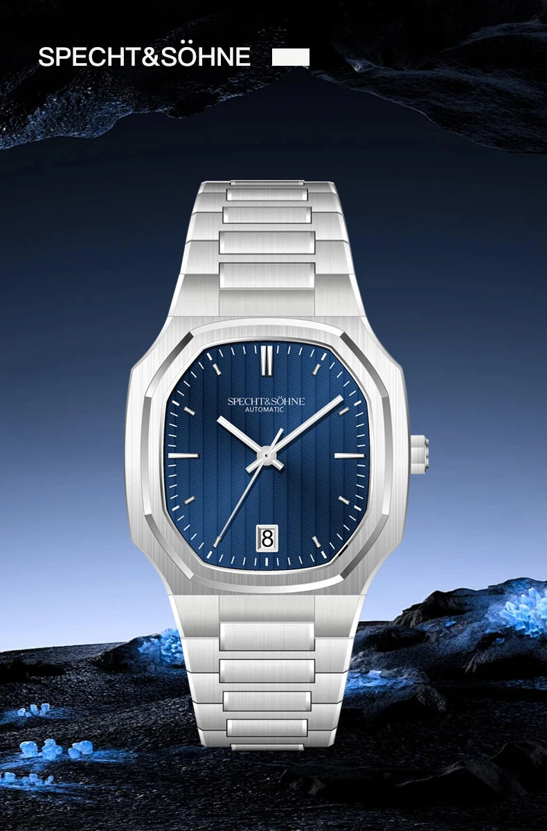 2026 New High Quality Specht&Sohne Watch 37MM Automatic Mechanical Watches Dark Blue Color Sapphire Stainless Steel Reloj Hombre