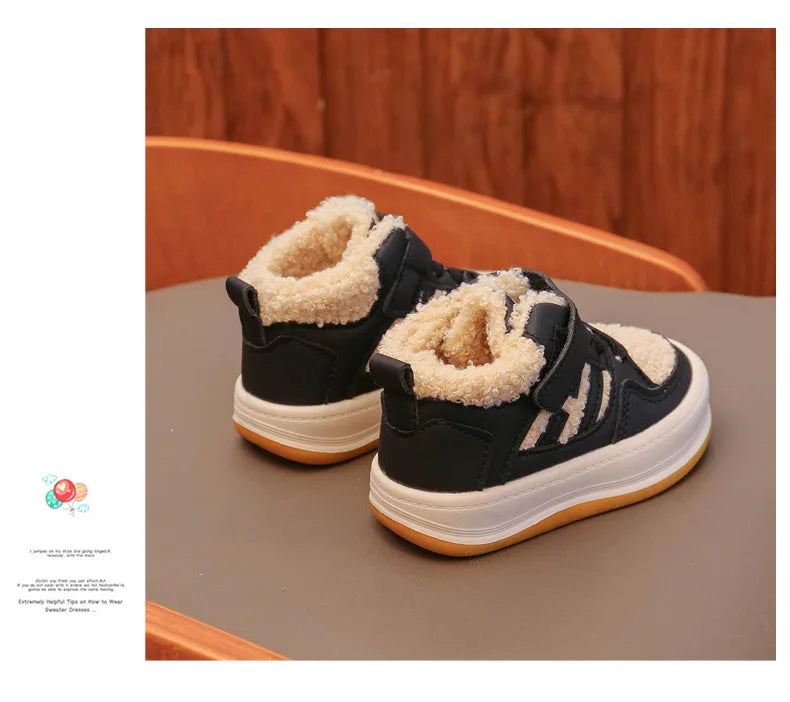 Girls Cotton Shoes Children Plush Thickened Anti-skid Shoes Boys Warm Sports Shoes Baby Soft Comfortable Winter Sneakers