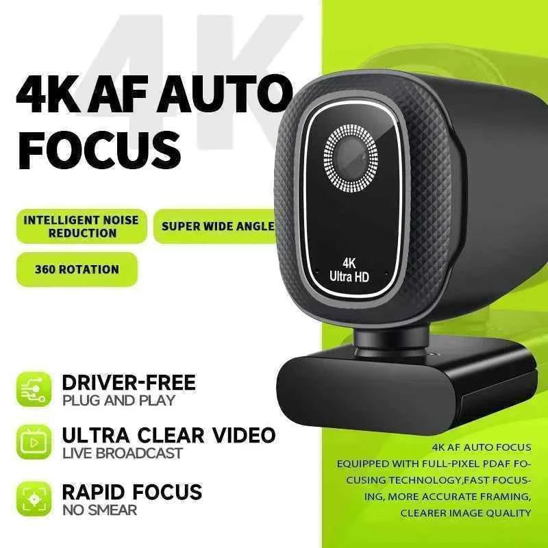 Webcam 4k Streaming Web Camera 1080p 30fps Usb Camera Free Screen Rotation With Dual Ai Noise-cancelling Mic For Tiktok/youtube