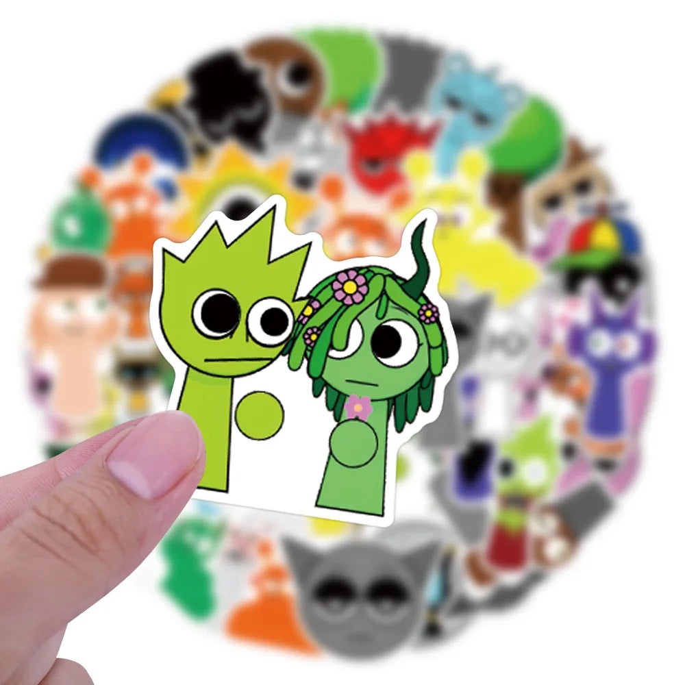 55pcs Funny Game Cartoon Incredibox Sprunki Stickers for Decorative Stationery Handbook Luggage Water Cup Laptop Sticker