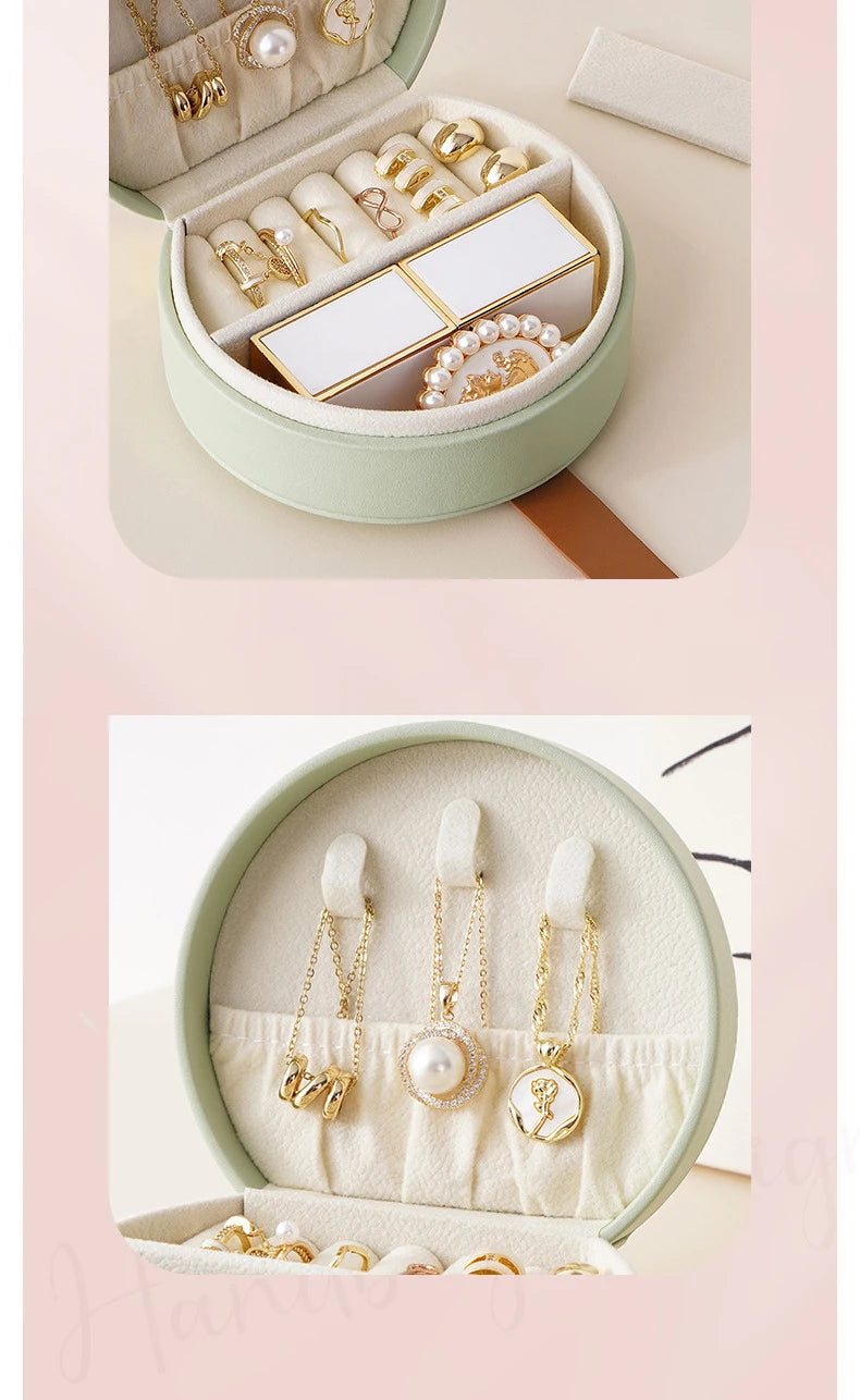 Mini Jewelry Organizer Display Travel Jewelry Case Boxes Earrings Necklace Ring Portable Handbag Jewelry Box Leather Storage