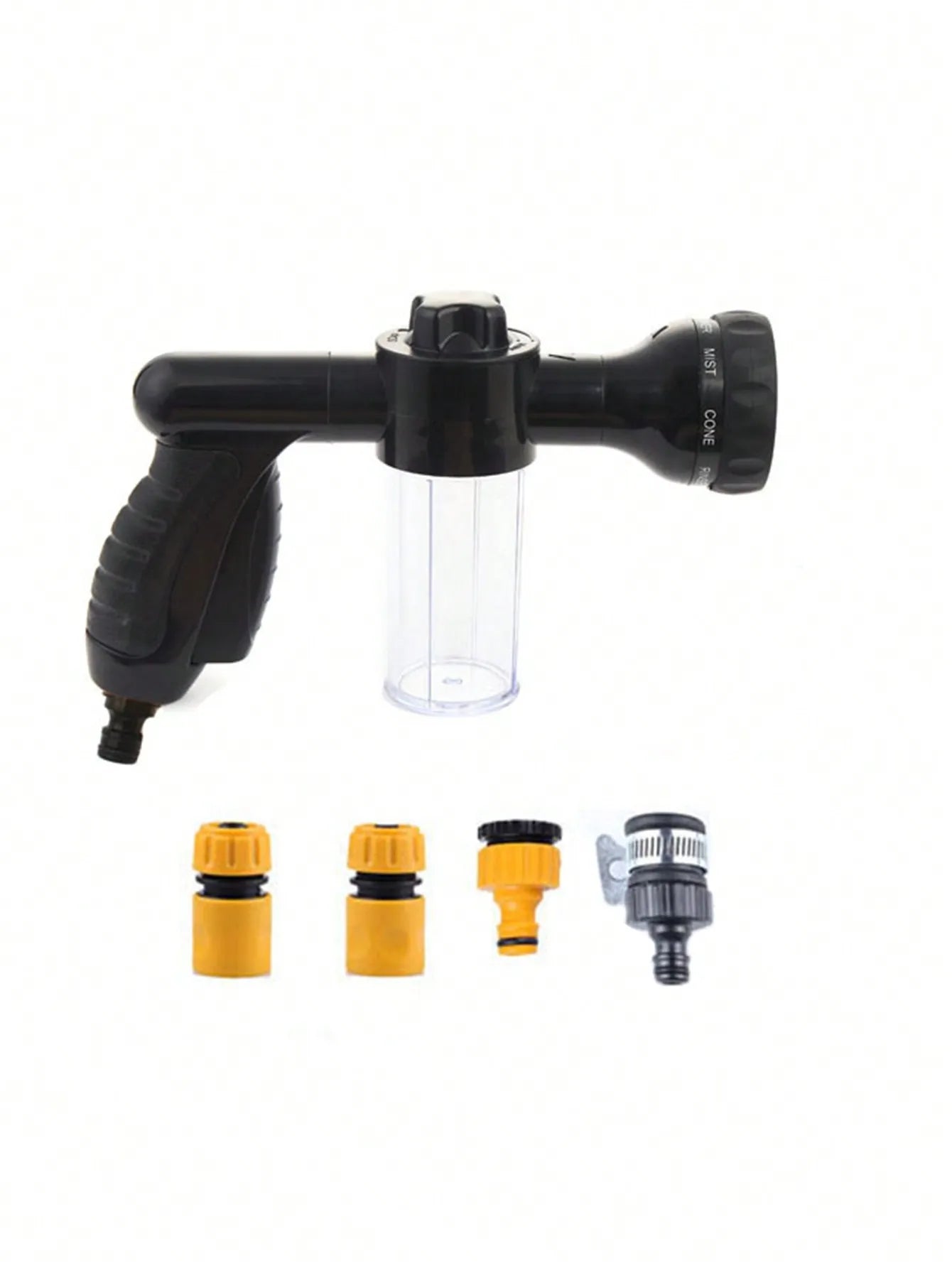 Car Wash Water Gun - Foam Sprayer With Soap Reservoir And Garden Hose Nozzle, High Pressure Cleaner With Maximum Cleaning Power!