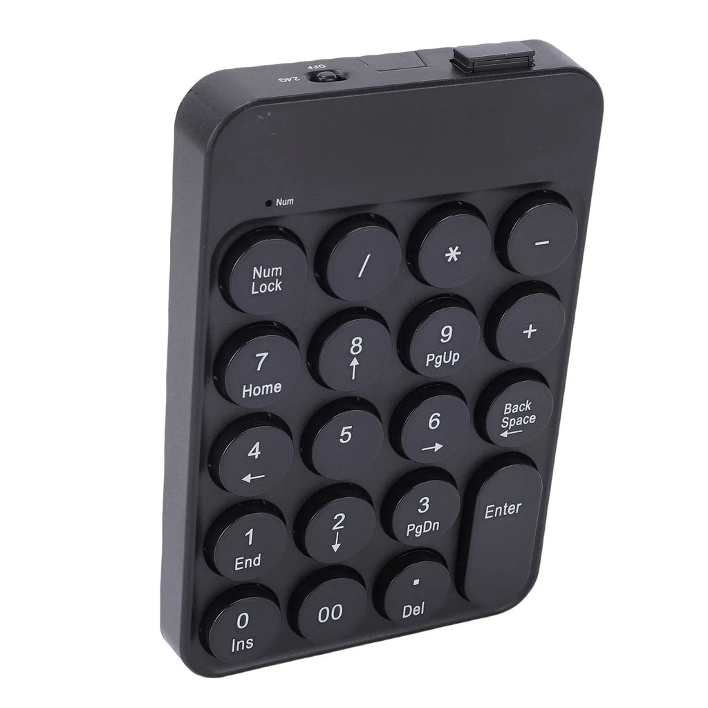 Mini Numeric Keypad with Round Keycaps 2.4G Wireless & BT Portable Financial Accounting Numpad Number Keyboard for PC Laptop