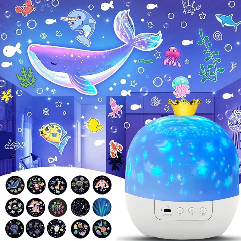 Kids led Night Light Projector, Light Projector with LED Timer and USB Cable, 360 Degree Rotation Kid Night Light Lamp for Kids
