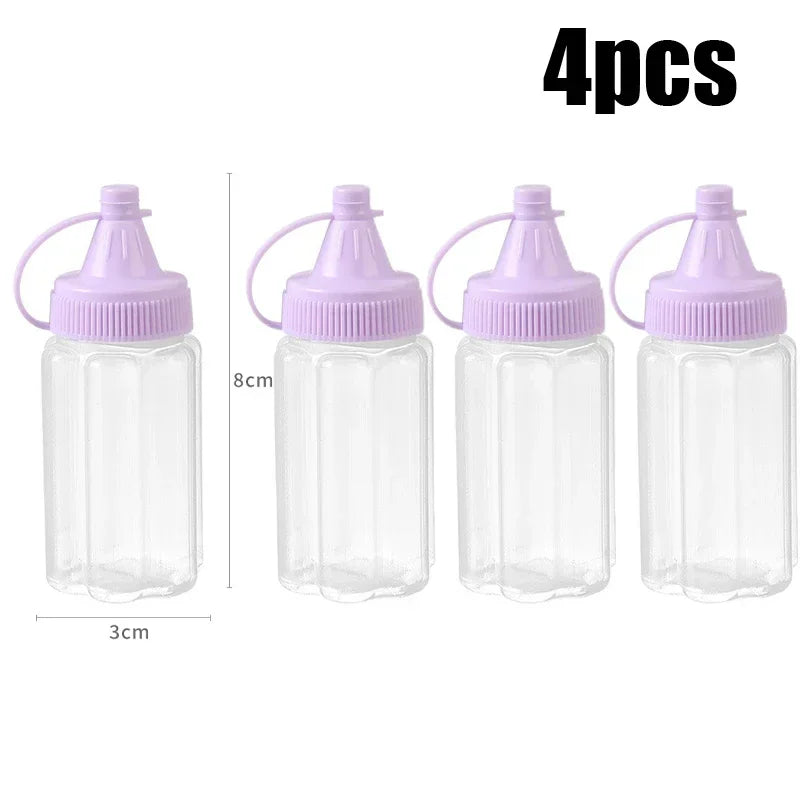 4Pcs Mini Sauce Bottles Condiment Dispenser Ketchup Bottle Mustard Salad Dressing Sauce Bento Container Kitchen Accessories