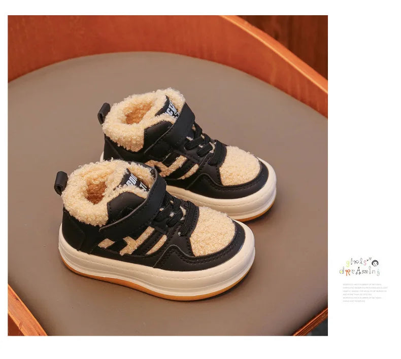 Girls Cotton Shoes Children Plush Thickened Anti-skid Shoes Boys Warm Sports Shoes Baby Soft Comfortable Winter Sneakers