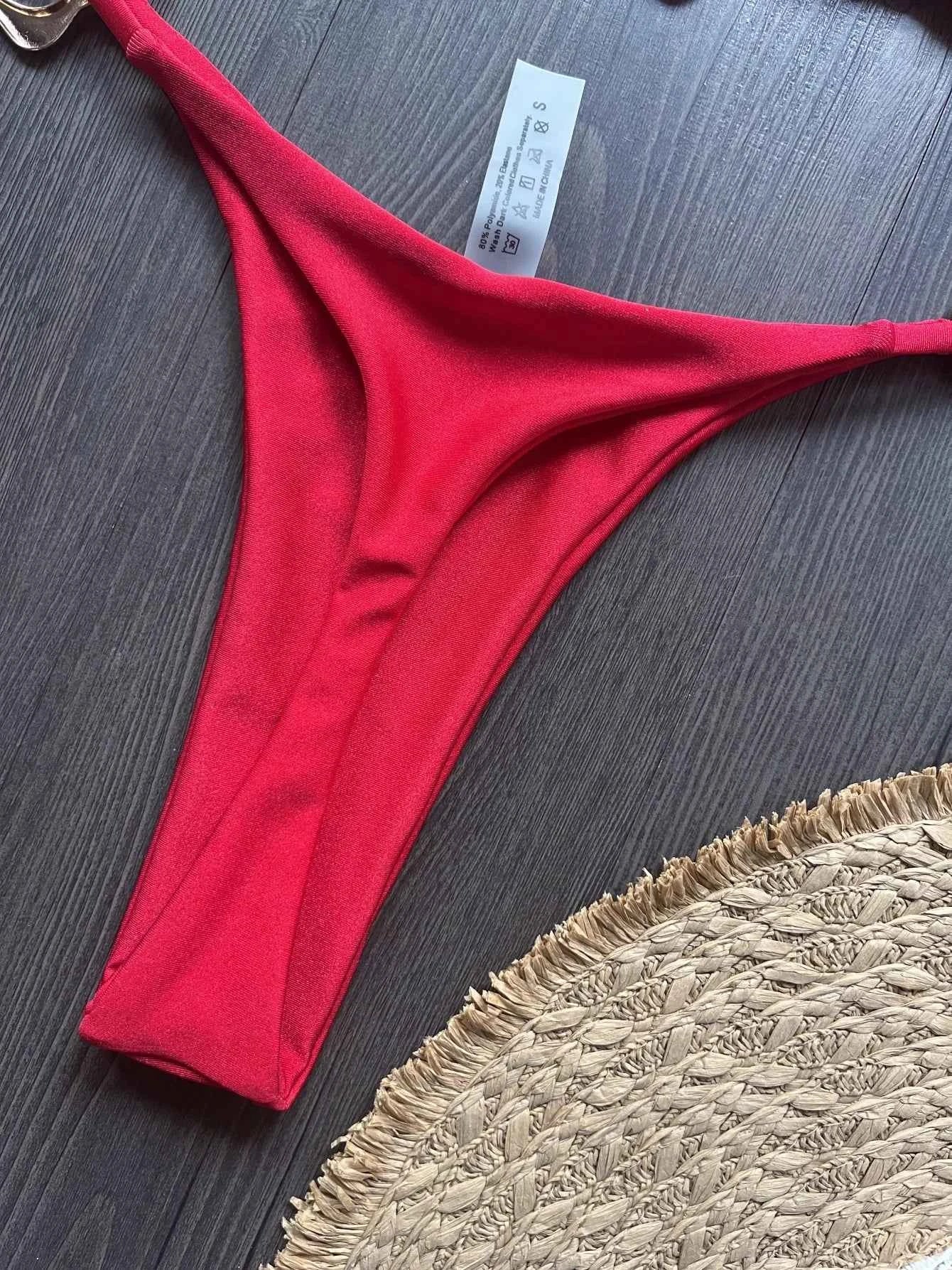 New Sexy Bikini Solid Color Lace-up Split Two-piece Swimsuit for Women