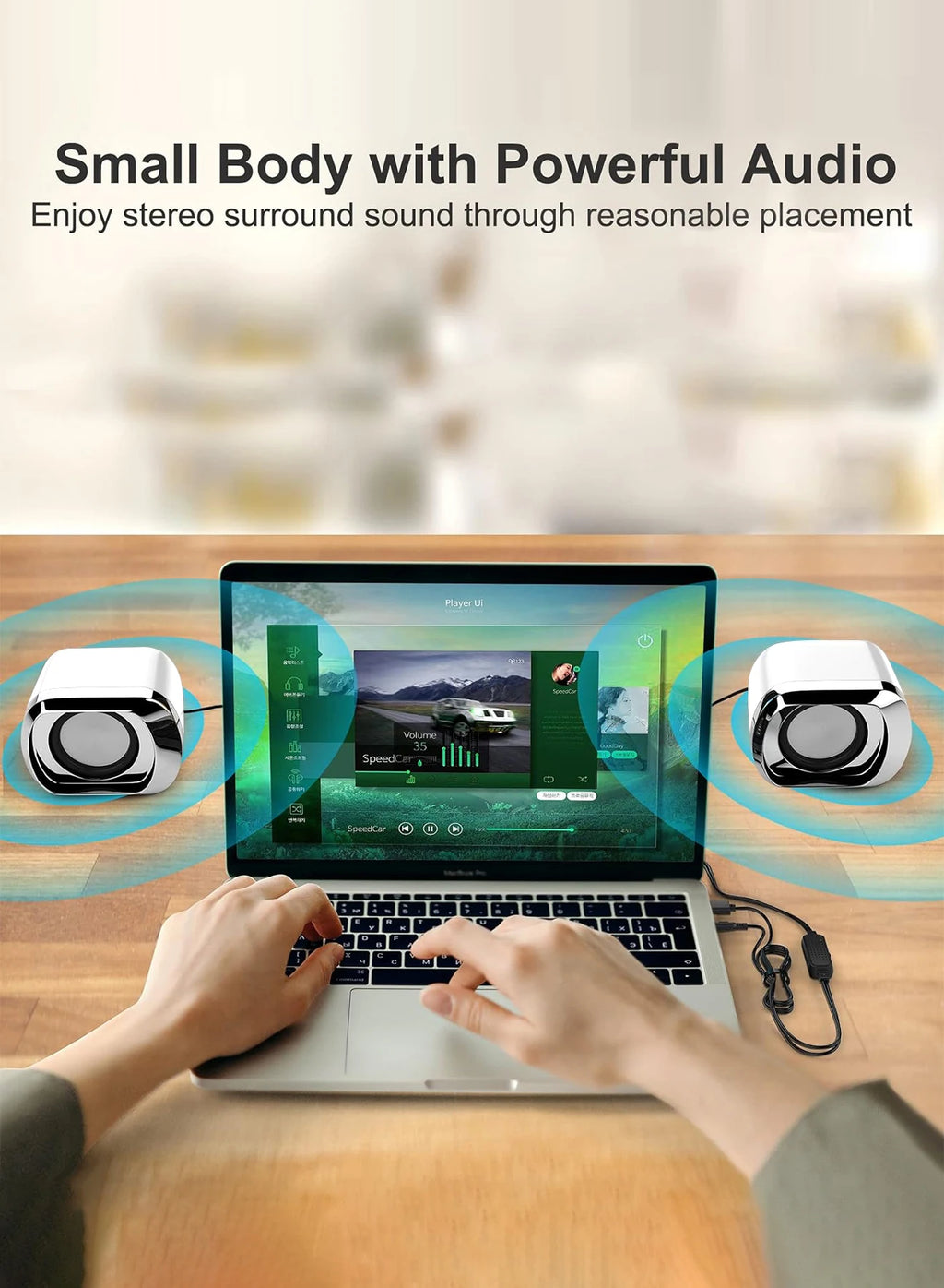 Computer Speaker - Compact and Delicate Laptop Speakers with Volume Control and 3.5 Mm Audio Plug, USB-Powered Desktop Speaker