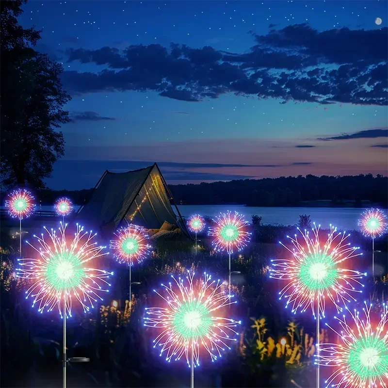 90/120LEDs Solar Garden Lights Solar Firework Lights Solar Lights Outdoor for Pathway Party Wedding Decorative Christmas