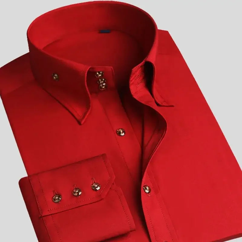 Men's Dress Shirts with New Stretch and Anti-Wrinkle Technology, Long Sleeve Business Blouse for Slim Fit Camisa Social