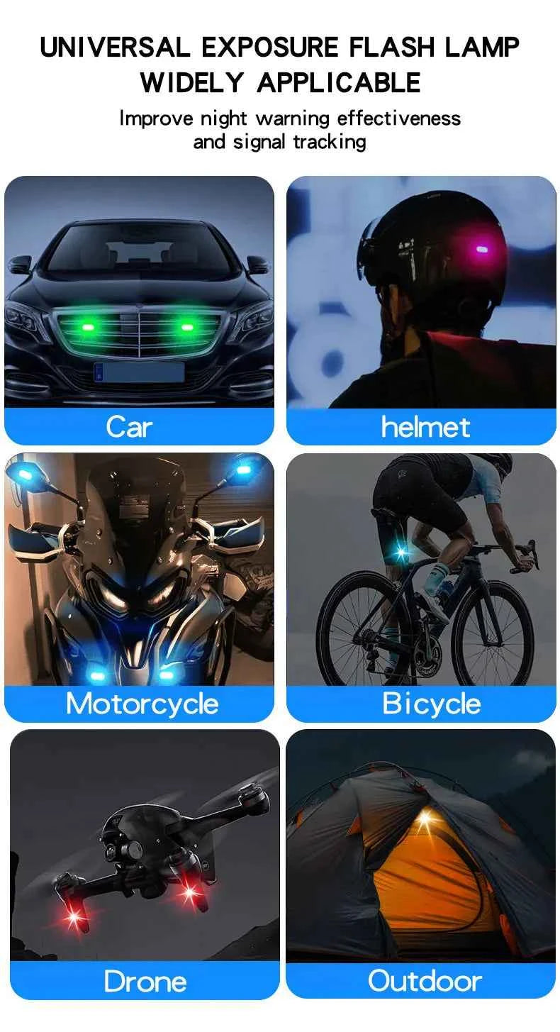 1/2/4pcs Wireless LED Strobe Lights Car Decor Atmosphere Light 8 Colors Rechargeable Led Lights Anti-Collision LED Warning Light