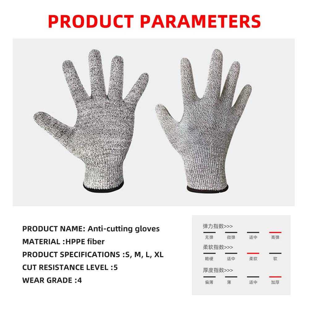 BOOIU Anti-cut Gloves Work Protection Gloves Kitchen Construction Glass Anti-cut Injury Resistant Self Defense Tactical Glove