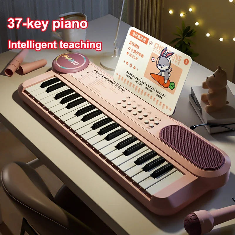 Kids Piano Keyboard 37-Key Multi-Functional Electronic Piano with Microphone Musical Instrument Educational Toy Children Gifts