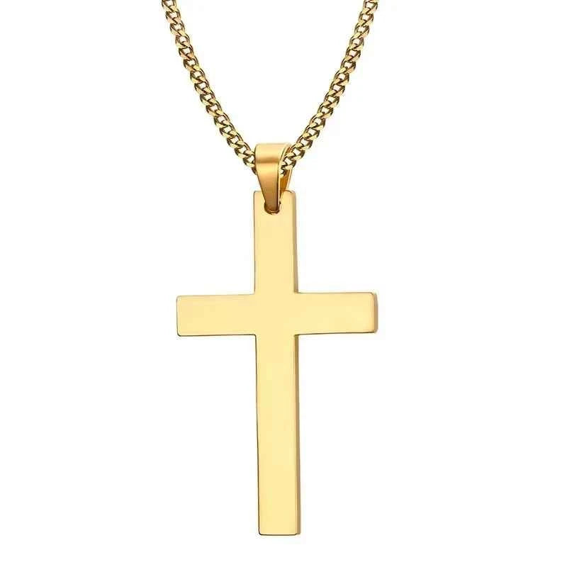 Fashion Cross Necklaces For Women Gold Silver Color Crucifix Pendant Chain Necklace Men Trendy Faith Prayer Jewelry