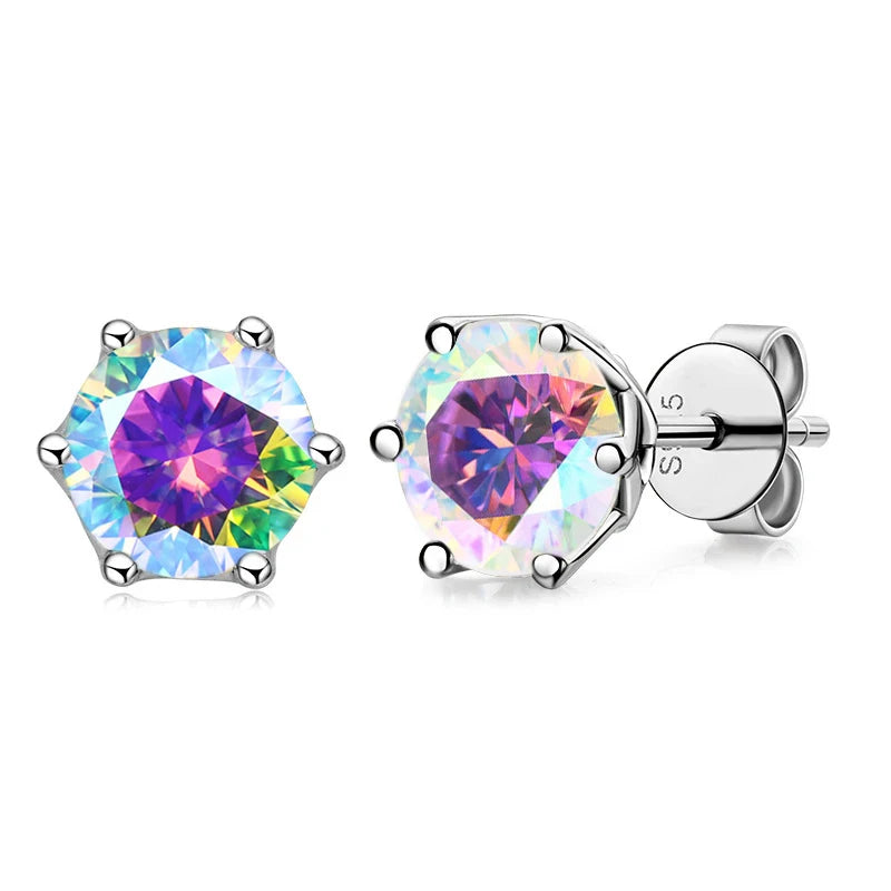 JoyceJelly 1/2/4CT VVS D Color Moissanite Russian Cut 8H8A Lab Diamond Stud Earrings For Women S925 Sterling Silver Fine Jewelry