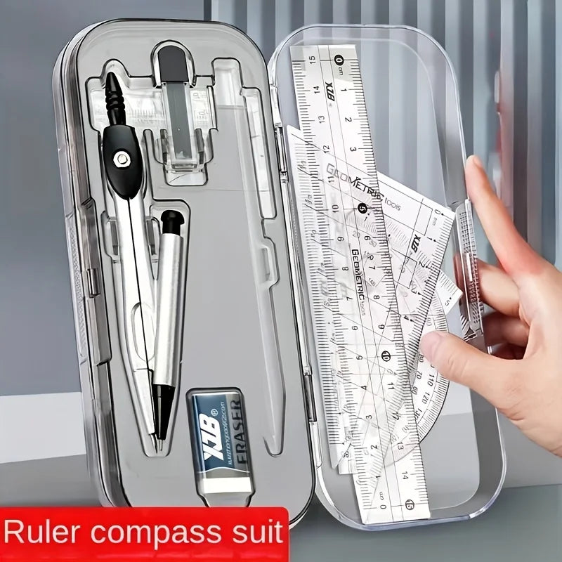 Drafting Tool Set Including Compass, Protractor, Ruler, Triangles And Writing Tools - Durable Math Tools for Students, Teachers