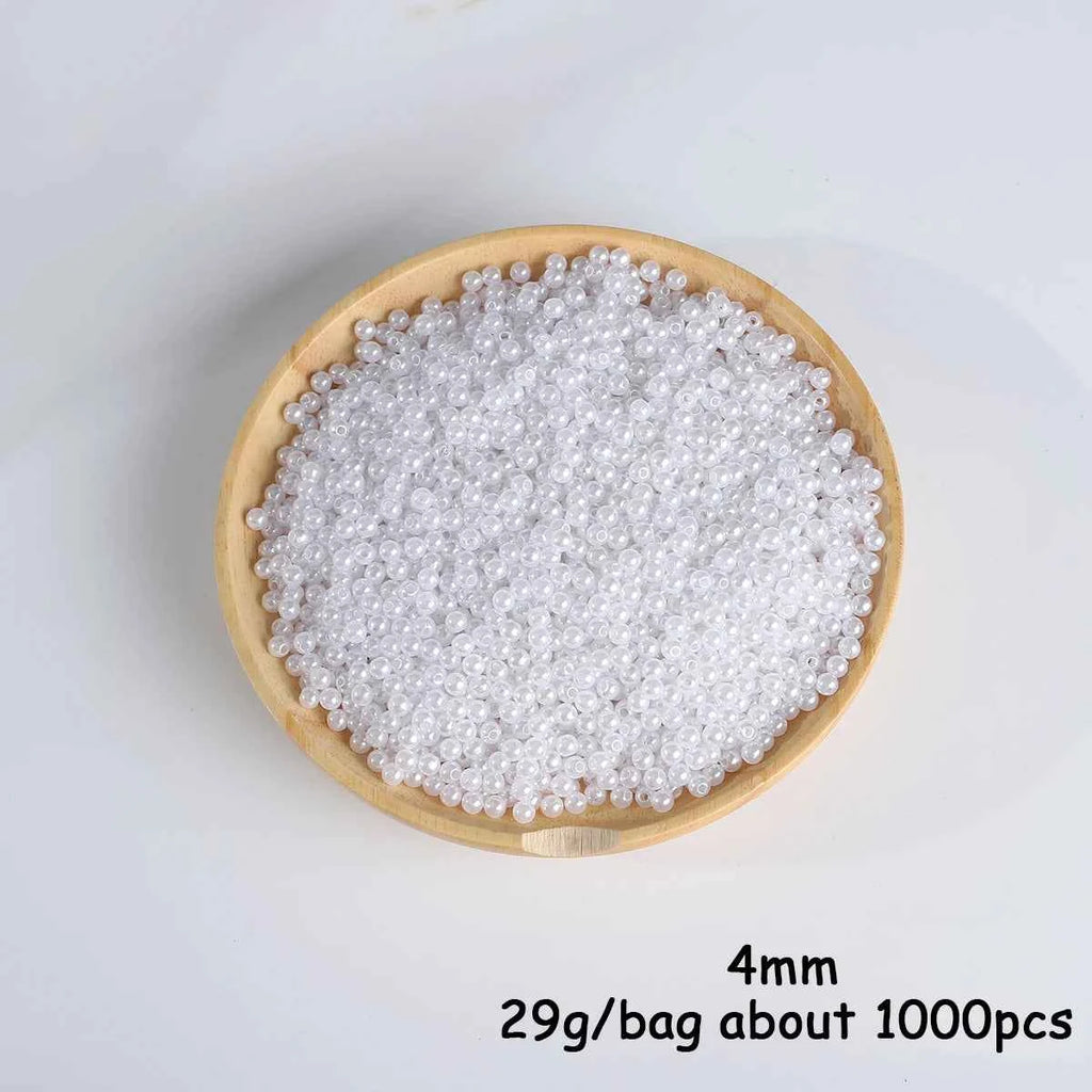 3-20mm 10-1000pcs straight hole ABS imitation pearl beige white bracelet with round beads for DIY craft jewelry making products