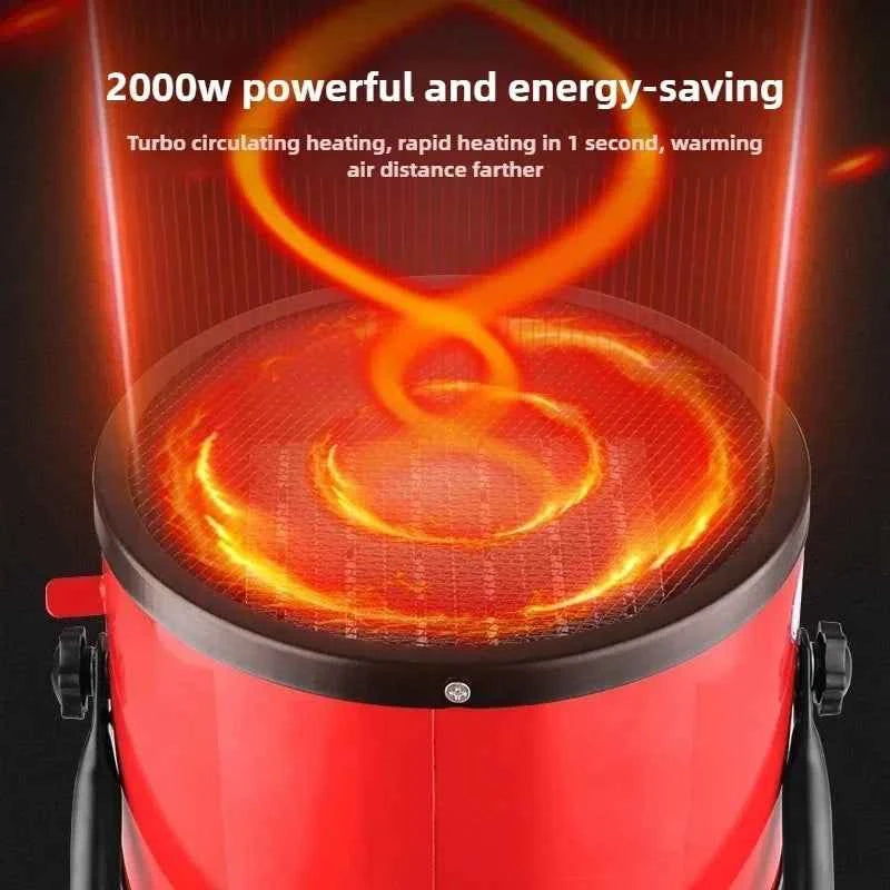 Portable Electric Space Heater with Overheat and Tip-Over Protection 2000W Adjustable Thermostat 2 Heat Settings + Fan Mode for