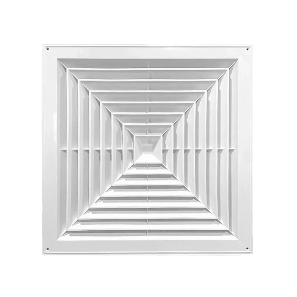 New Plastic Air Vent Grille With Flaps Square Duct Heating Vents Silent Operation White Exhaust Fan Cover Ceiling Mount