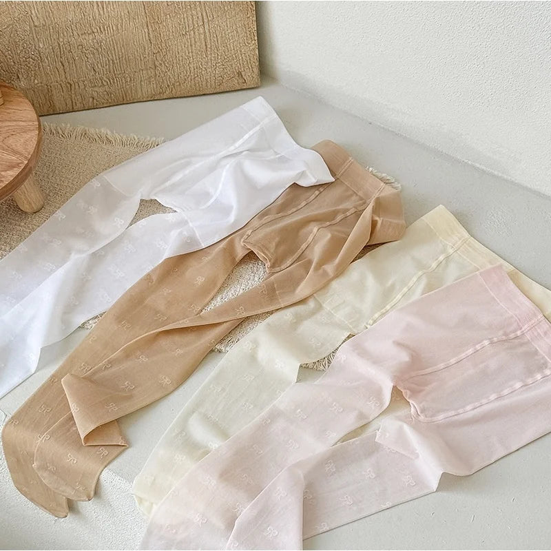 Summer Kids Thin Tights Girls Fashion Bow Print Stockings Baby Mesh Breathable Princess Pantyhose Children Ballet Dance Leggings