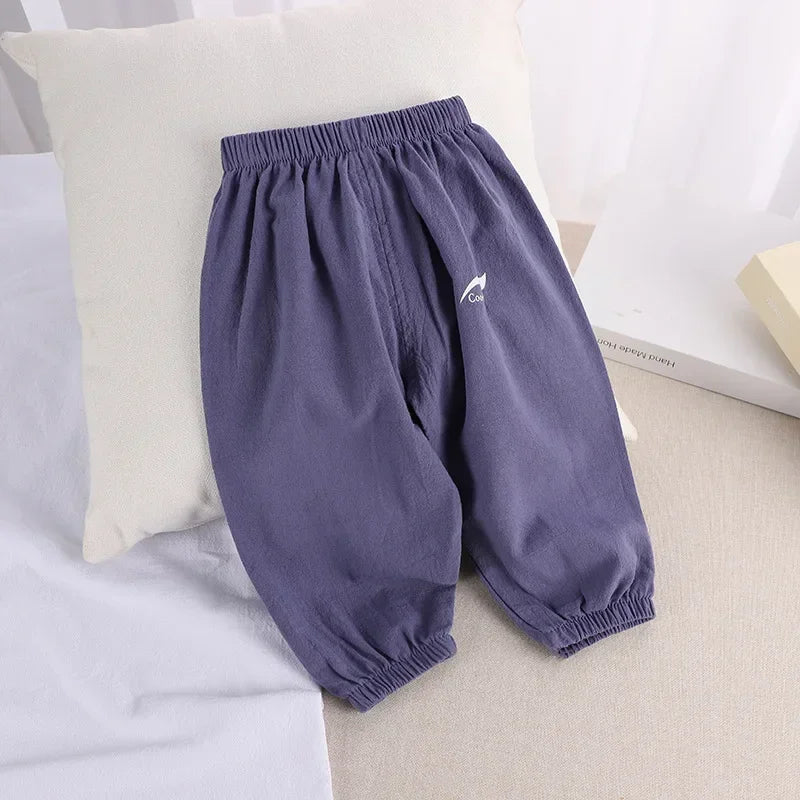 2024 New Children's Pants Summer Baby Boys and Girls Trousers Cotton and Linen Pants