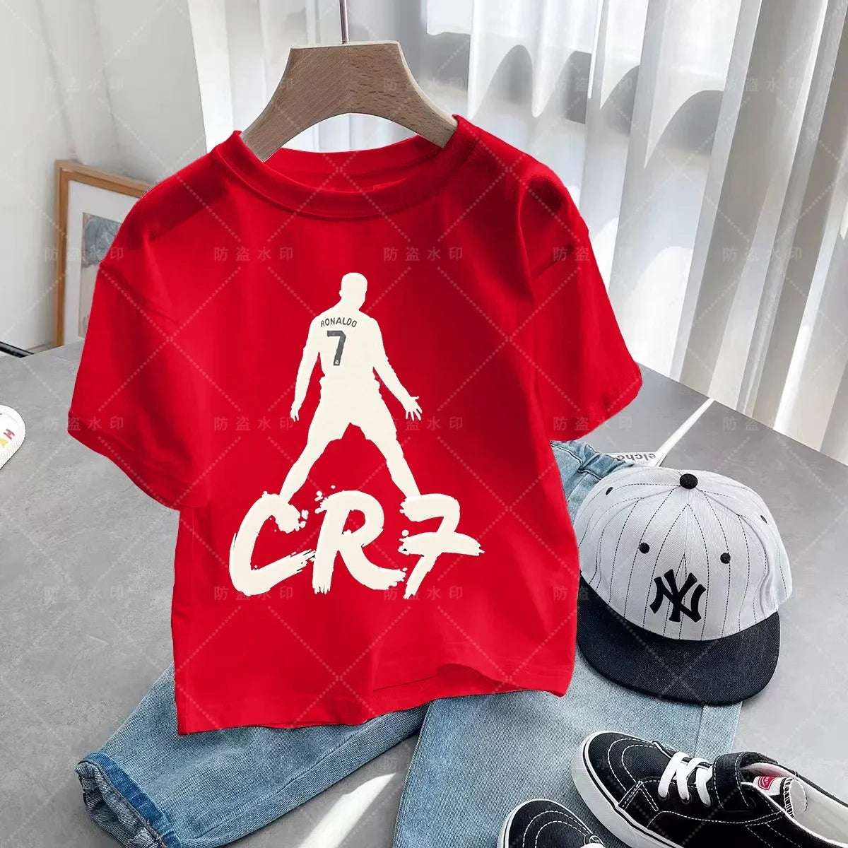 New Summer CR7 Print Cotton Boys Girls T-shirt Cristiano Ronaldo Clothing Fashion Outdoor Casual Fashion Sports Tees Top Tshirt