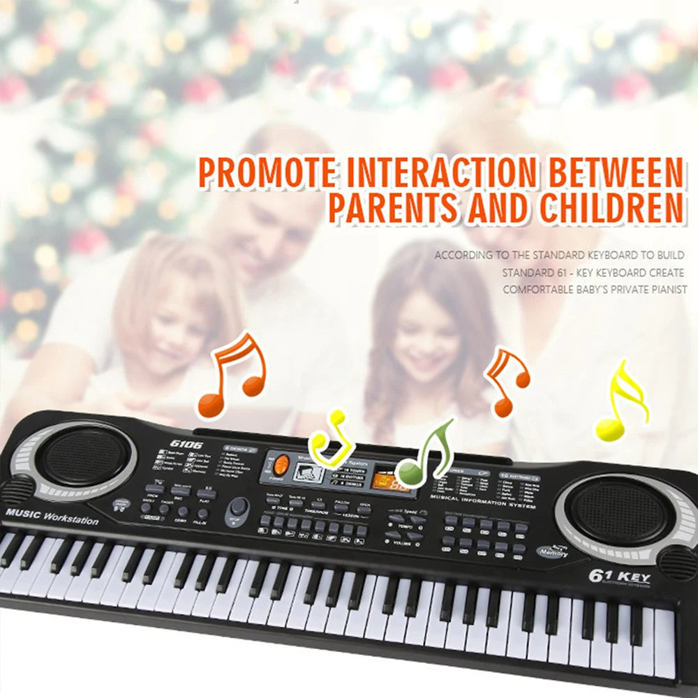 Kids Electronic Piano Keyboard Portable 61 Keys Organ with Microphone Education Toys Musical Instrument Gift for Child Beginner